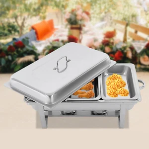 3*3L Stainless Steel Catering Food Warmer Chafing Dish Buffet Food Pan Set - Picture 1 of 10