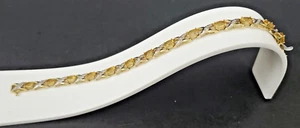 Citrine & Diamond Set 14k Solid Yellow Gold link style, Tennis Style Bracelet - Picture 1 of 12