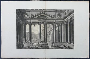 Piranesi stampa antica roma 1756 frontespizio capriccio architettura invenzione - Picture 1 of 8
