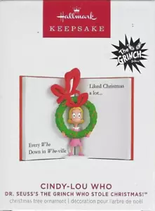 Cindy-Lou Who Hallmark Keepsake 2023 Il Grinch del Dr. Seuss che rubò il Natale - Foto 1 di 2