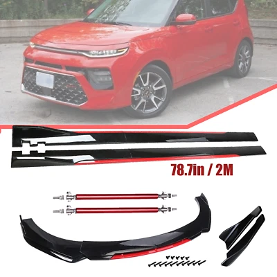 For Kia Soul 2010-2022 Front Bumper Lip Spoiler Splitter Side Skirt Gloss Black Foto 1 de 4