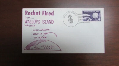 UNITED STATES ROCKET FIRED WALLOPS ISL NIKE APACHE 7-14-1961 UNADDRESSED COVER - Image 1 of 2