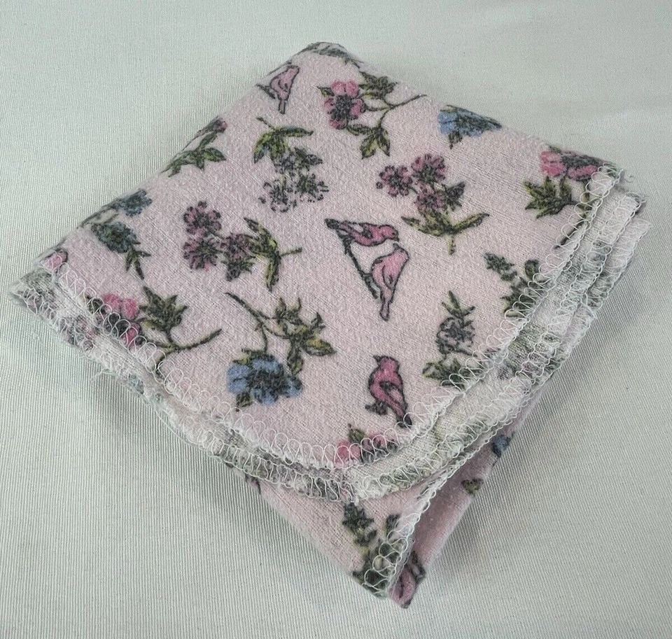 Manta Receptora Laura Ashley Rosa Floral Franela Estilo Vintage Pájaros 24x24  Foto 1 de 4