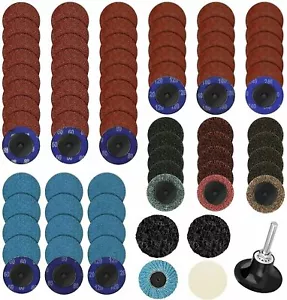 71PCS 2" Roll Lock Sanding Discs Set W/ 1/4 Holder Die Grinder Quick Change Disc - Picture 1 of 10