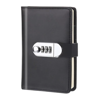 A6 Diary with Lock, Journal with Lock Cute Leather Notebook Journal, Black - Image 1 of 4