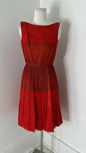 Vintage 50s Batik Printed Chiffon Fit And Flare Dress - Picture 1 of 10