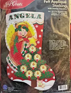 "ANGELA'S STAR"" MEDIAS DE NAVIDAD - Kit de apliques de fieltro de colección de J&P Coats - Sin usar y en caja - Imagen 1 de 3