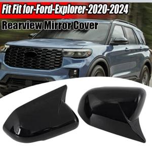 For Ford Explorer 2020-2024 Glossy Black Rearview Wing Mirror Cover Caps Add-on - Picture 1 of 12