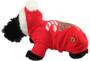Dogit REINDEER HOODIE Soft Fleece Button/Faux Fur Pullover Easy On/Off Closure - Picture 1 of 1