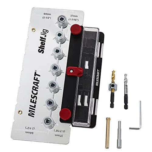 Milescraft 1343 Shelf Jig – Create ¼ in. and 5mm Shelf Pin Holes for Cabinets...