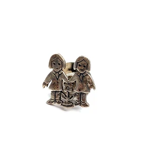 James Avery 2 Little Girls Flower Pin Sterling Silver Collectible Retired - Picture 1 of 4