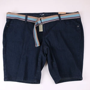 ARIZONA BRAND WOMENS DENIM INGIGO BERMUDA STRETCH  SHORTS WITH BELT SIZE 17 NWT - Picture 1 of 2