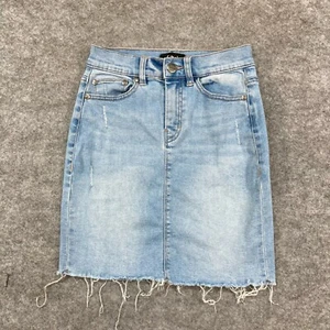 Sportsgirl Womens Skirt Size 4 Blue Denim Distressed Cut-Off Stretch 24714 - Picture 1 of 12