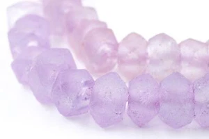 Candied Purple Faceted Recycled Java Sea Glass Beads 12mm Indonesia Large Hole - Picture 1 of 2