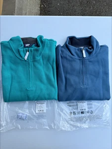 Juego de 2 suéteres Lands’ End Bedford Rib Quarter cremallera para hombre talla L pala y noche - Imagen 1 de 5