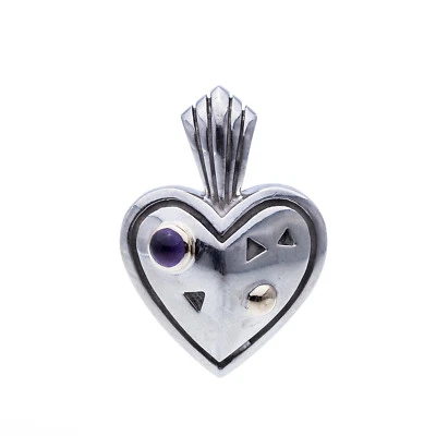 John Atencio 925 Sterling Silver and 18kt Heart Pendant with Amethyst - Imagem 1 de 3