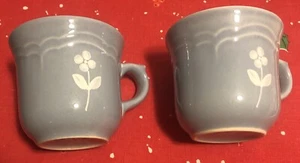 ✨TWO (2) Vintage Pfaltzgraff Gazebo Blue with White Flower Coffee Tea Cups Mugs✨ - Picture 1 of 4