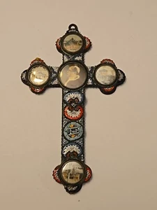 Antikes Vintage Mosaik Kreuz Bild Papst Pius XII., Rom - Bild 1 von 7