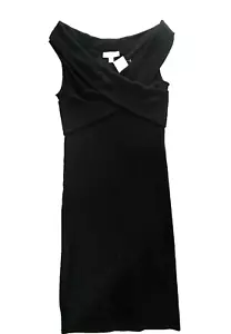 NWT MICHAEL Core of KORS Sheath Dress, Black Ribbed Knit Bodycon V-Neck, Size XL - Picture 1 of 10