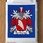 Italian Surname Bevilacqua Coat of Arms Blanket, Red and Blue Heraldry