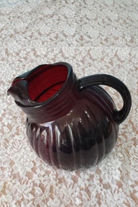 Vintage Hocking Glass Royal Ruby Red Depression Glass Pitcher - BEAUTIFUL! - Picture 1 of 6