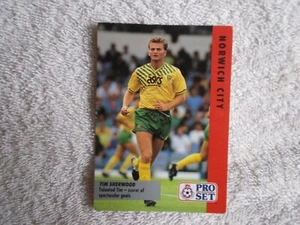 Pro Set Football League 1991 "TIM SHERWOOD" #12 Norwich City Trading card - Picture 1 of 2