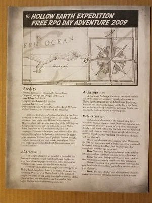 Hollow Earth Expedition Juego de rol gratuito Day Adventure 2009 NUEVO Foto 1 de 2