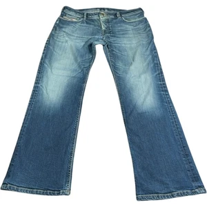 Diesel Zathan Bootcut Jeans Herren W34 L32 blau Stretch Wash 008B2 Flared Distress - Bild 1 von 17