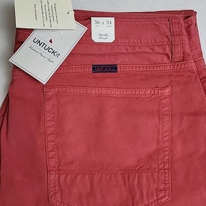 Pantalone Uomo Untuckit El Circo Vestibilità Dritta Pima Cotone Rosso 36 X 34 Preppy - Foto 1 di 6