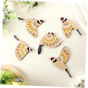 5 Pcs Wooden Bird Wall Art Wood Flying Birds Wall Decor Rustic Folk Art - Picture 1 of 7