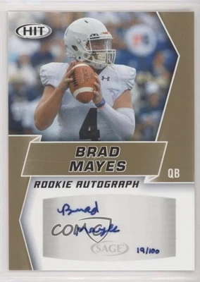 2019 Sage Hit Premier Draft Rookie Auto Gold /100 Brad Mayes #A8 Auto - Image 1 of 2
