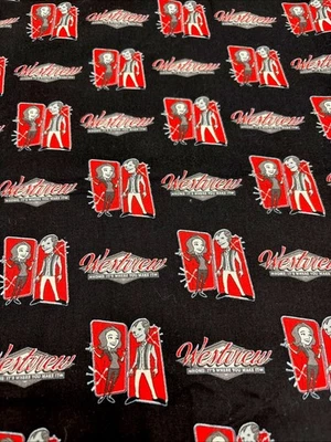 Marvel Wanda Vision WESTVIEW Fabric - Black - Cotton Camelot 34” X 44” Remnant - Image 1 of 4