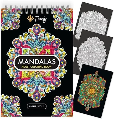 Libro Mandala Finoly da Colorare Adulti - Antistress - Album A4 - Vol. 2 Notte - Immagine 1 di 4