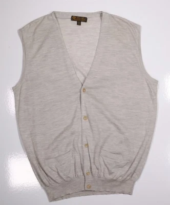Cárdigan Suéter Chaleco Loro Piana Para Hombres Gris Cachemira Seda Tejido 56/ Foto 1 de 4