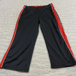Reebok Pants Mens Large Black Red Track Athletic Mesh Wide Leg L - Picture 1 of 10