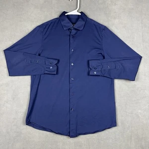 Bugatchi Shirt Mens Medium Blue Button Up 8 Way Stretch OoohCotton Tech GUC - Picture 1 of 10