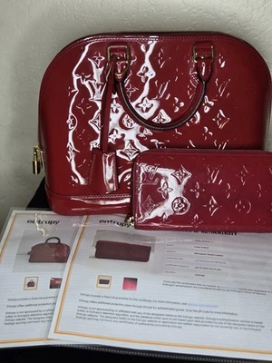 Bolso de Mano Louis Vuitton Charol Alma Vernis Borgoña con Cartera a Juego Foto 1 de 4
