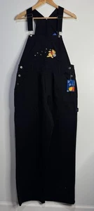 NOS Disney Winnie The Pooh Overalls Women L Embroidered Black Denim Jerry Leigh - Picture 1 of 6