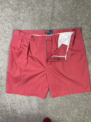 Pantalones Cortos Polo Ralph Lauren Para Hombre 48B Rojo Vintage Tyler Plisado Algodón Chino Corto Foto 1 de 4