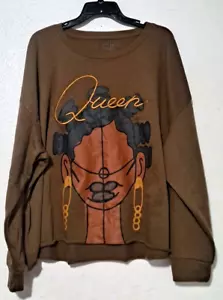 NEU Legendäres Rootz Grafik Sweatshirt Größe 3X braun 3D bestickt QUEEN Bild - Bild 1 von 10