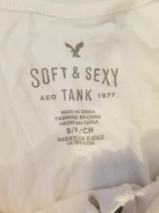 Soft & Sexy A E O Tank Small White Laced Scoop Neck/Back 26"B/21"L EUC - Picture 1 of 9