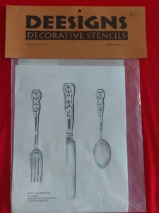 SILVERWARE KNIFE FORK SPOON DEE SIGNS LTD 1995 MYLAR PAINT STENCIL NEW - Picture 1 of 4