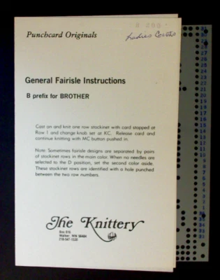 Brother Knitting Machine Punch card Man Woman Fairisle 24 Stitch Pattern Card - Image 1 of 2