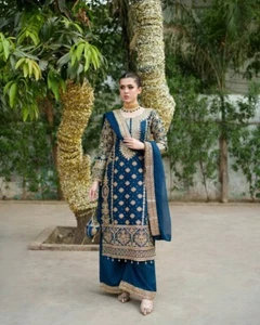Vestido Paquistaní Salwar Kameez Listo para Usar 3 Piezas Traje Boda Fiesta Bollywood - Imagen 1 de 16
