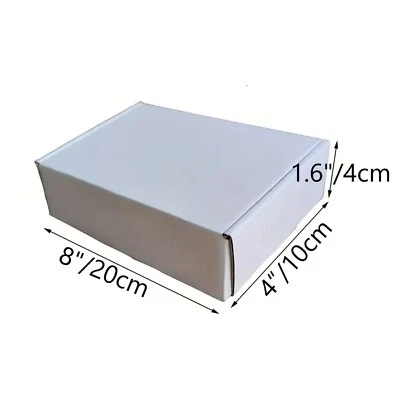 5 PCS 8x4x1.6 In. Mailer Shipping Box Packing Box Corrugated Cardboard Box White - Image 1 of 4