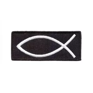 Ichthys Patch Jesus Fish Christian Embroidered - Iron On/Sew On - Picture 1 of 2