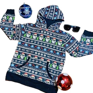 Youth Size 10/12 - Christmas Hoodie - Santa Claus Holiday Print - Picture 1 of 6