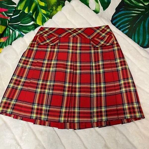 Talbots Kid's Girls 6X Red Blue Plaid Pleated School Preppy Skirt - Picture 1 of 7