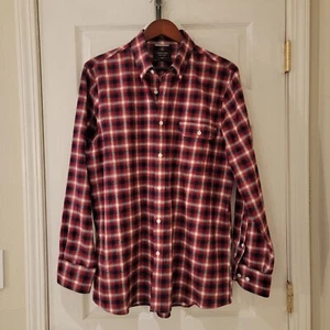 Nordstrom Flannel Shirt Men’s Size Large Red White Plaid Button Down NWOT NEW - Picture 1 of 10