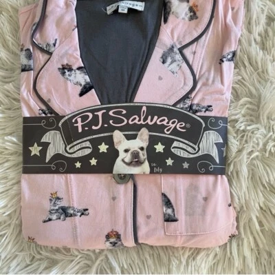 Juego de pijama PJ Salvage para mujer suave mediano M mezcla de algodón rayón rosa gato princesa Foto 1 de 2